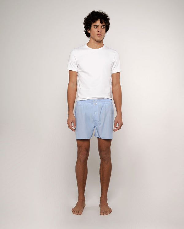 Blue fil-a-fil cotton boxer shorts