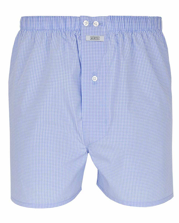 Blue checked cotton boxer shorts