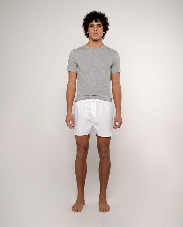 White cotton-poplin boxer shorts