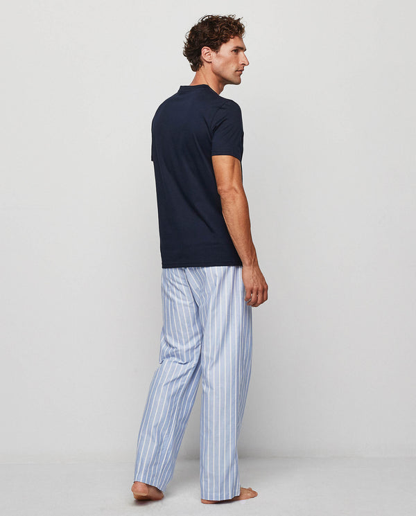 Dark blue striped Oxford pajamas