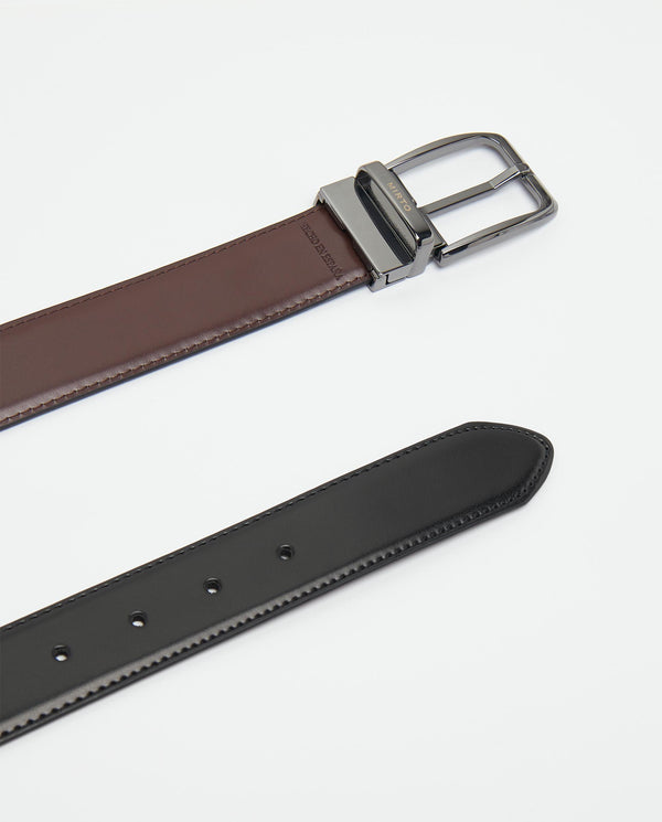 Reversible black & brown leather belt