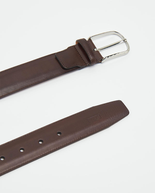 Brown leather dress belt