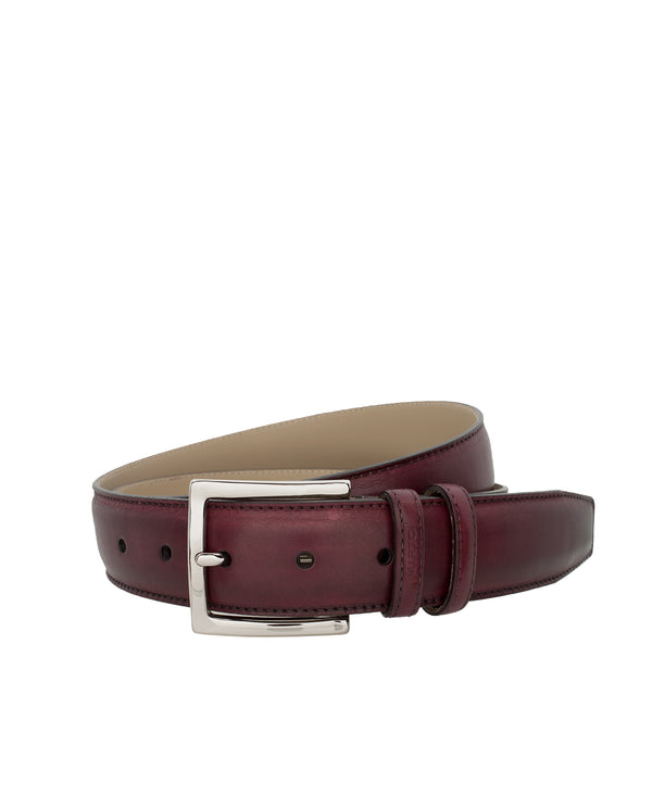 Burgundy leather dress belt