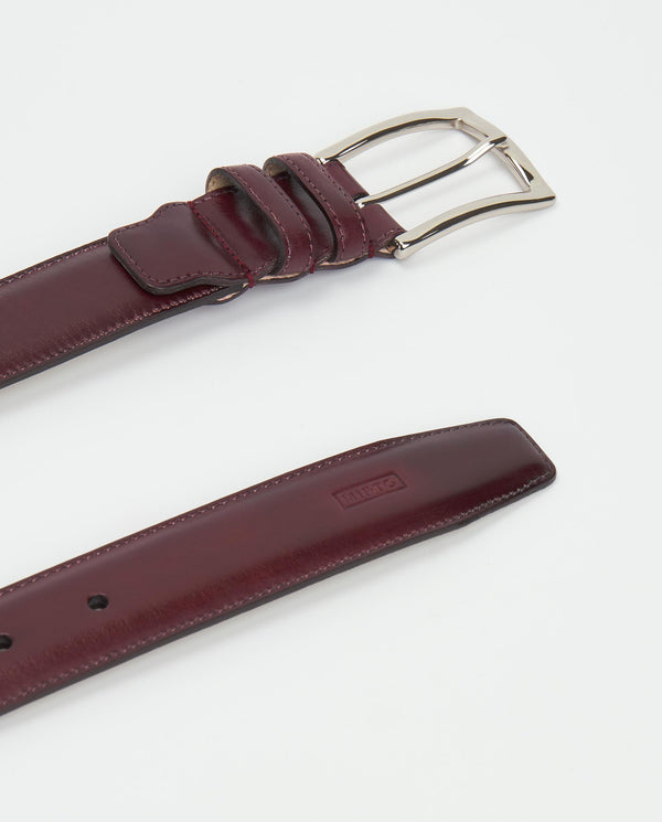 Burgundy leather dress belt