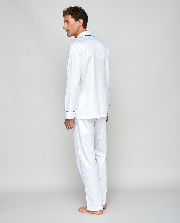 White cotton satin pajamas