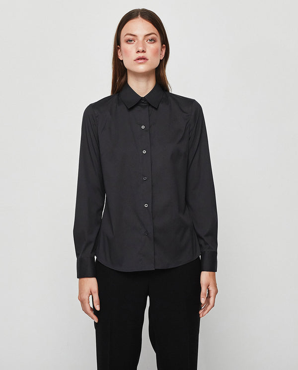 Stretch cotton black essential shirt