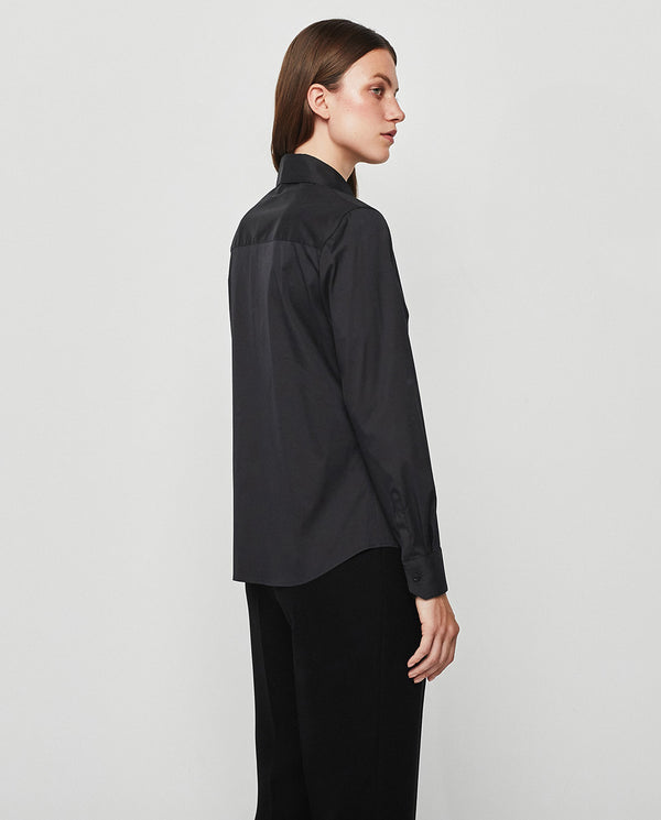 Stretch cotton black essential shirt