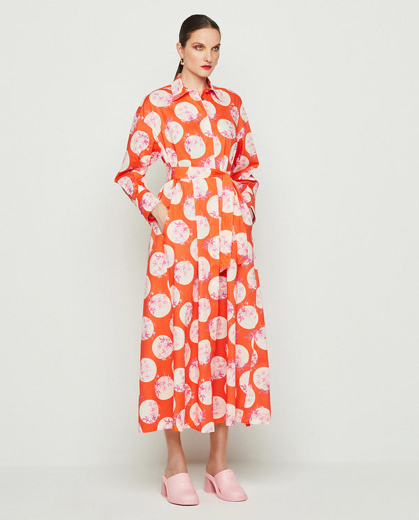 Orange print shirt-dress by MIRTO