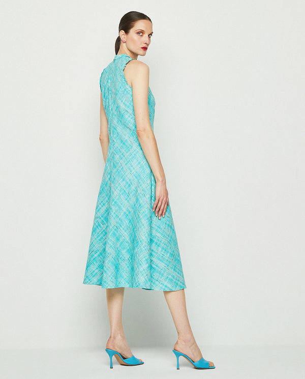 Turquoise tweed dress by MIRTO