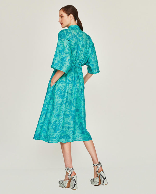 Turquoise toile de jouy dress by MIRTO
