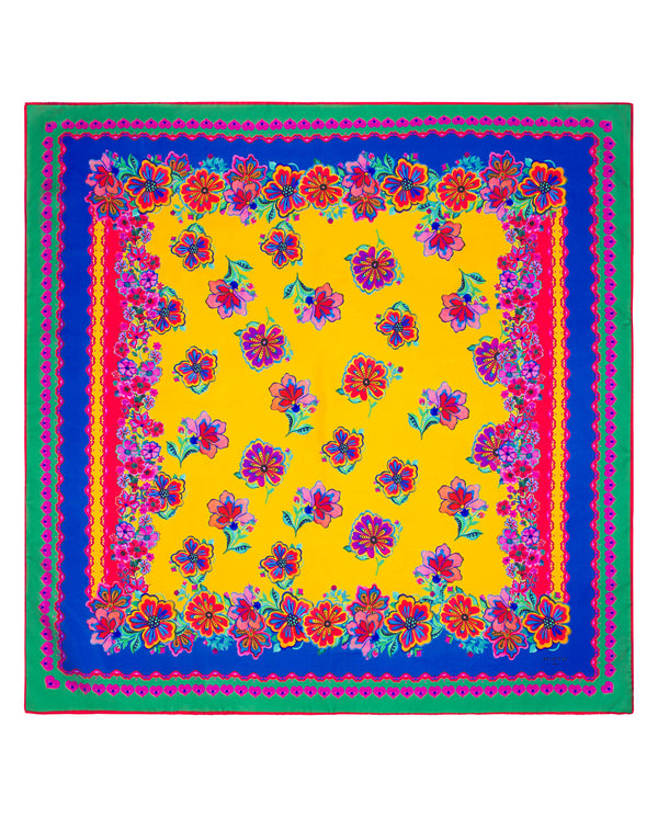Silk, multicolor floral print scarf by MIRTO