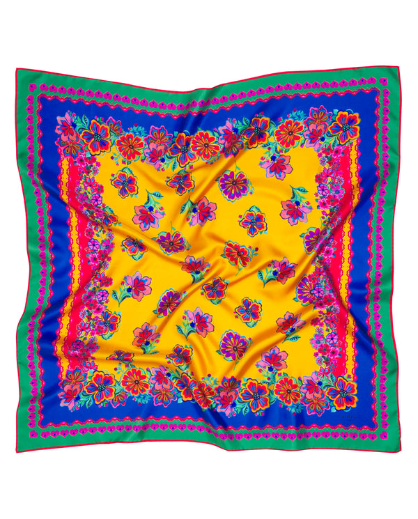Silk, multicolor floral print scarf by MIRTO