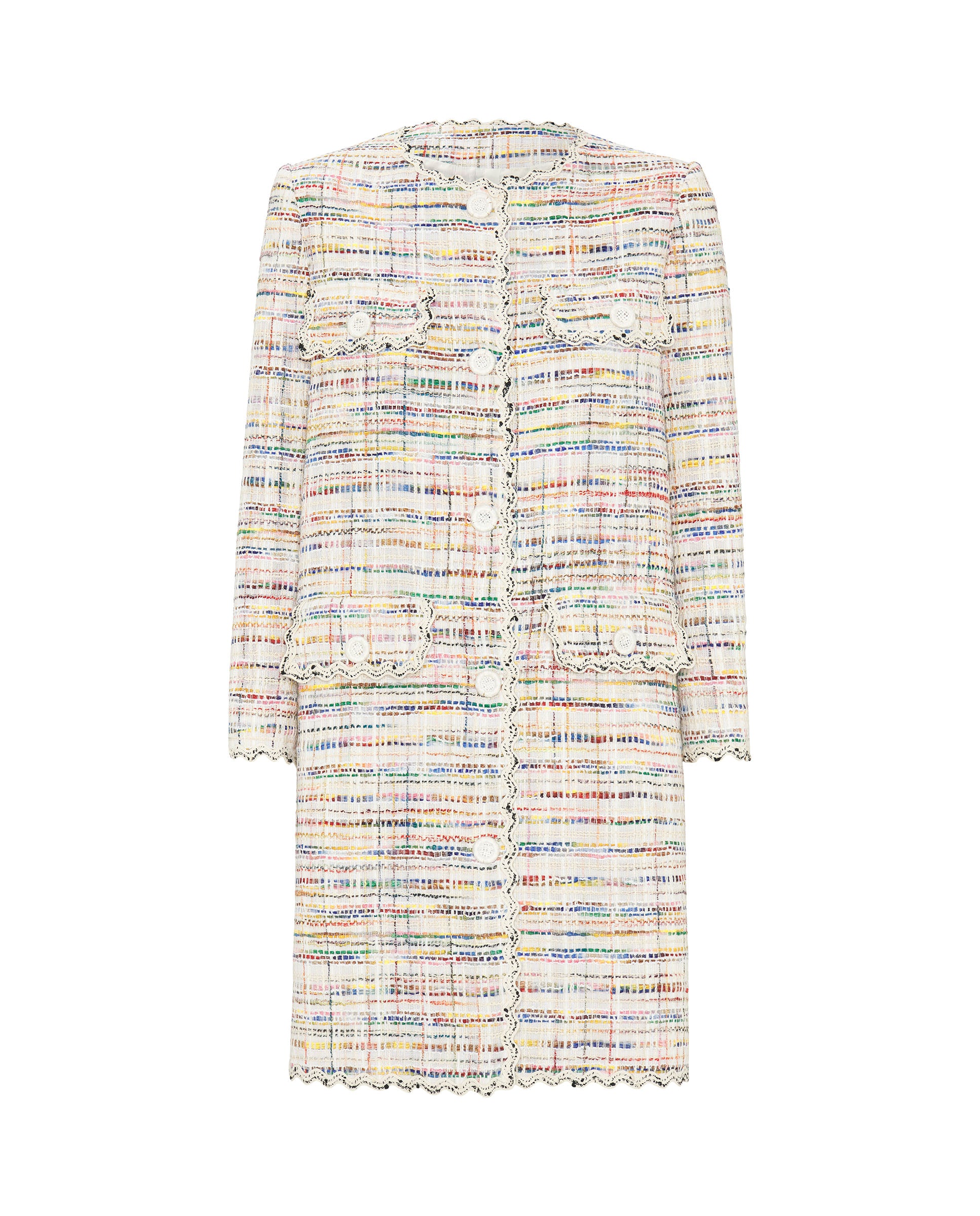 Multicolor tweed long jacket by MIRTO