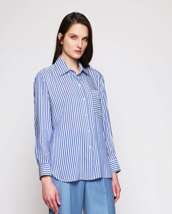 Blue & white striped blouse. by MIRTO