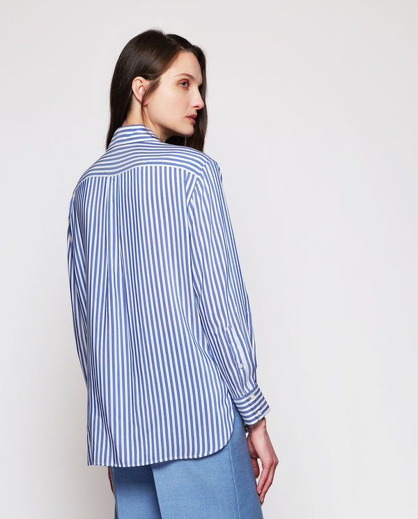 Blue & white striped blouse. by MIRTO