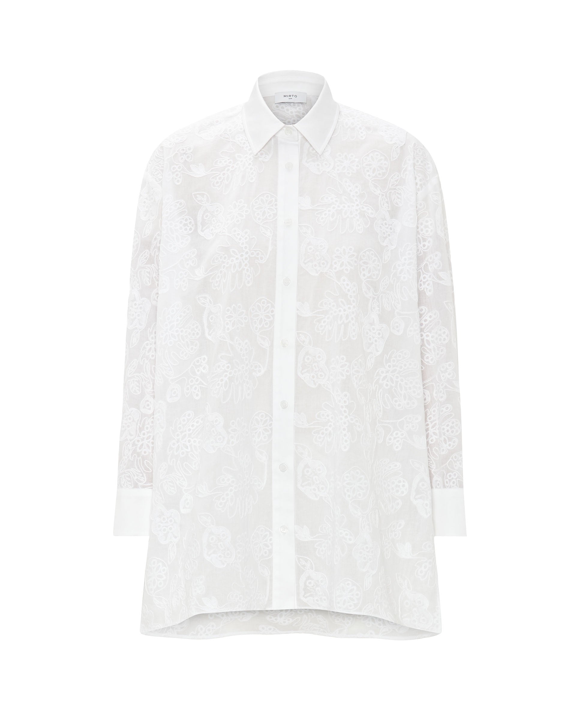 White cotton oversize embroidered shirt by MIRTO