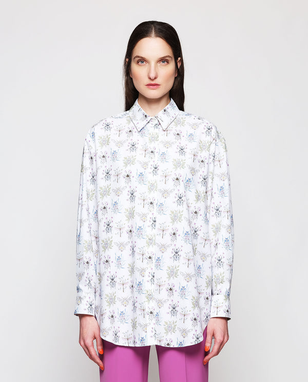 White cotton figurative print shirt by MIRTO
