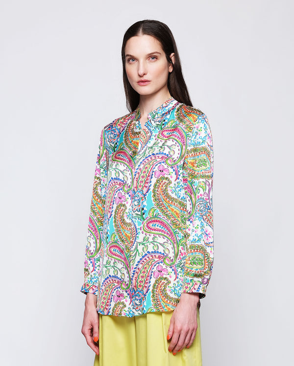 Multicolor paisley print fluid  blouse by MIRTO