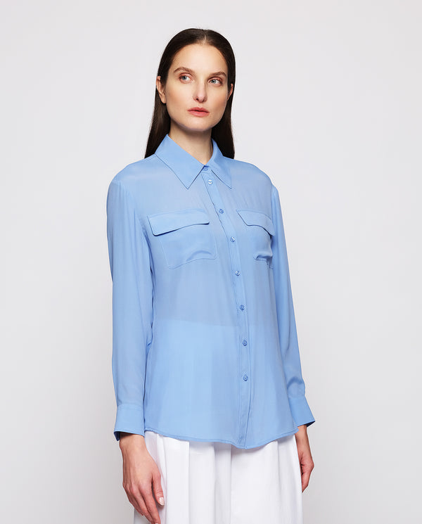 Blue silk blend blouse by MIRTO