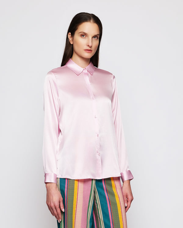 Pink stretch silk blouse by MIRTO