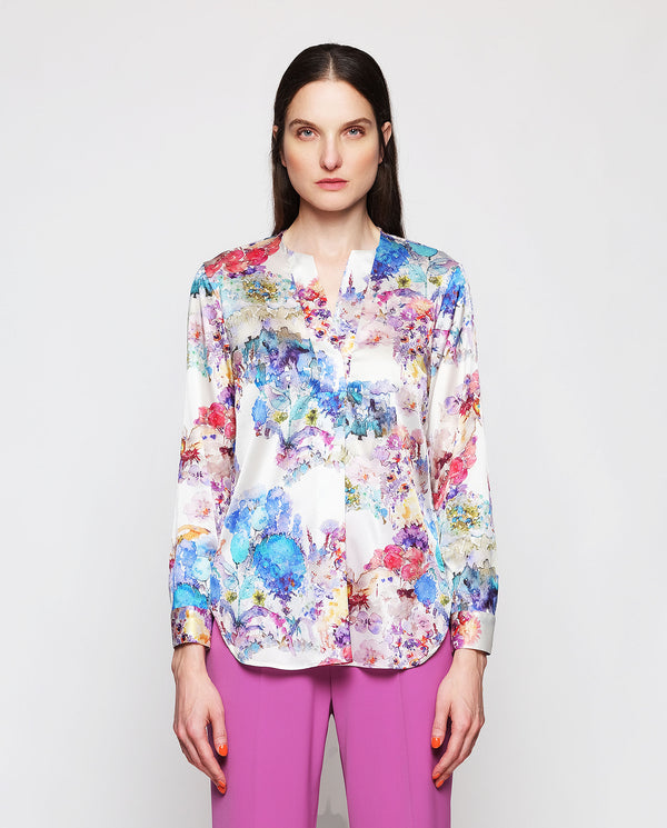 Multicolor print silk blend blouse by MIRTO