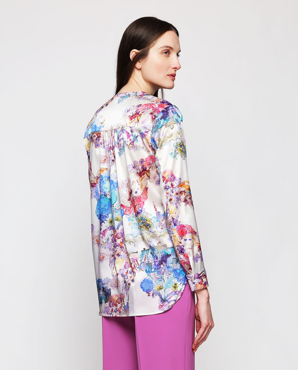 Multicolor print silk blend blouse by MIRTO