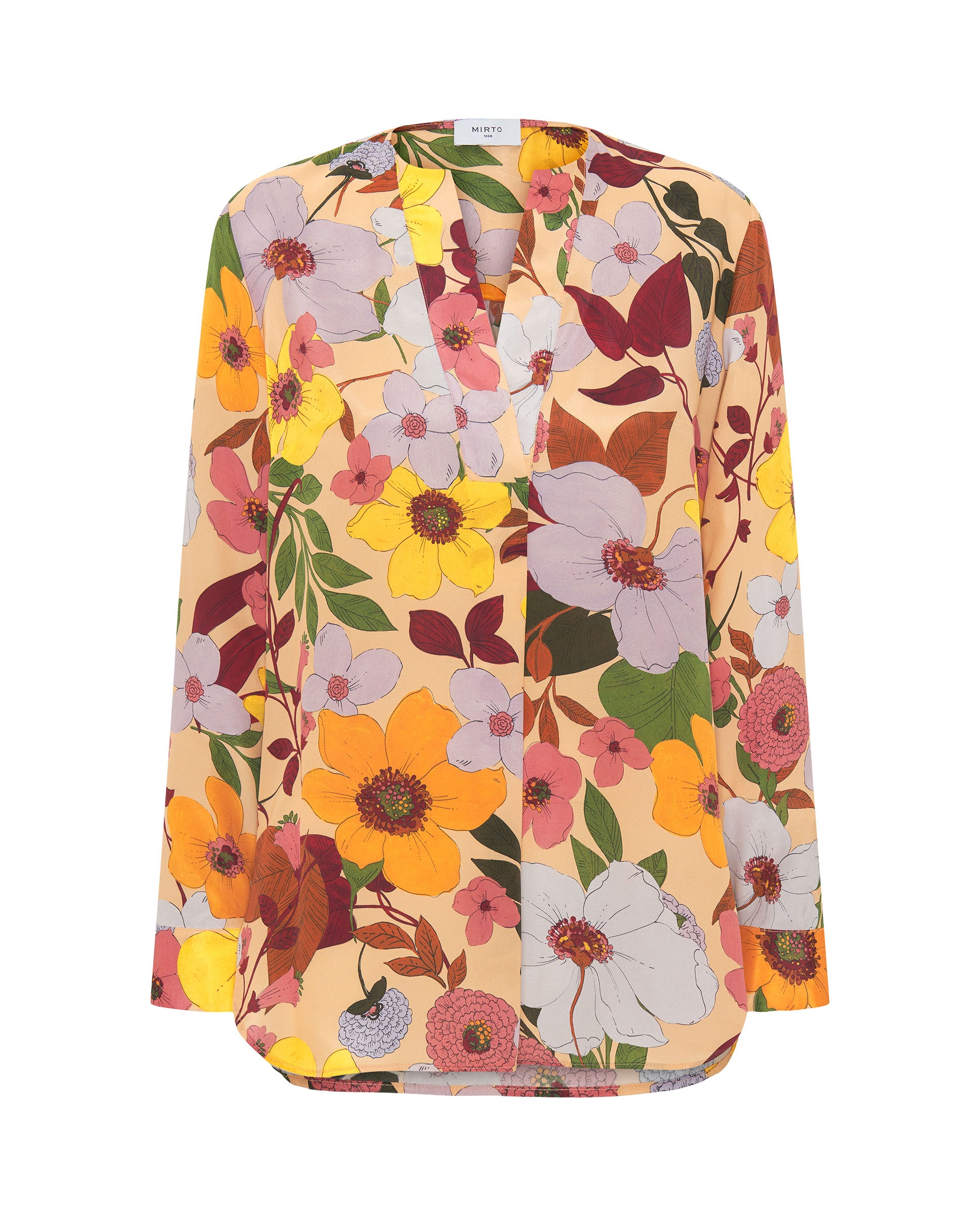 Multicolor silk blend floral print blouse by MIRTO