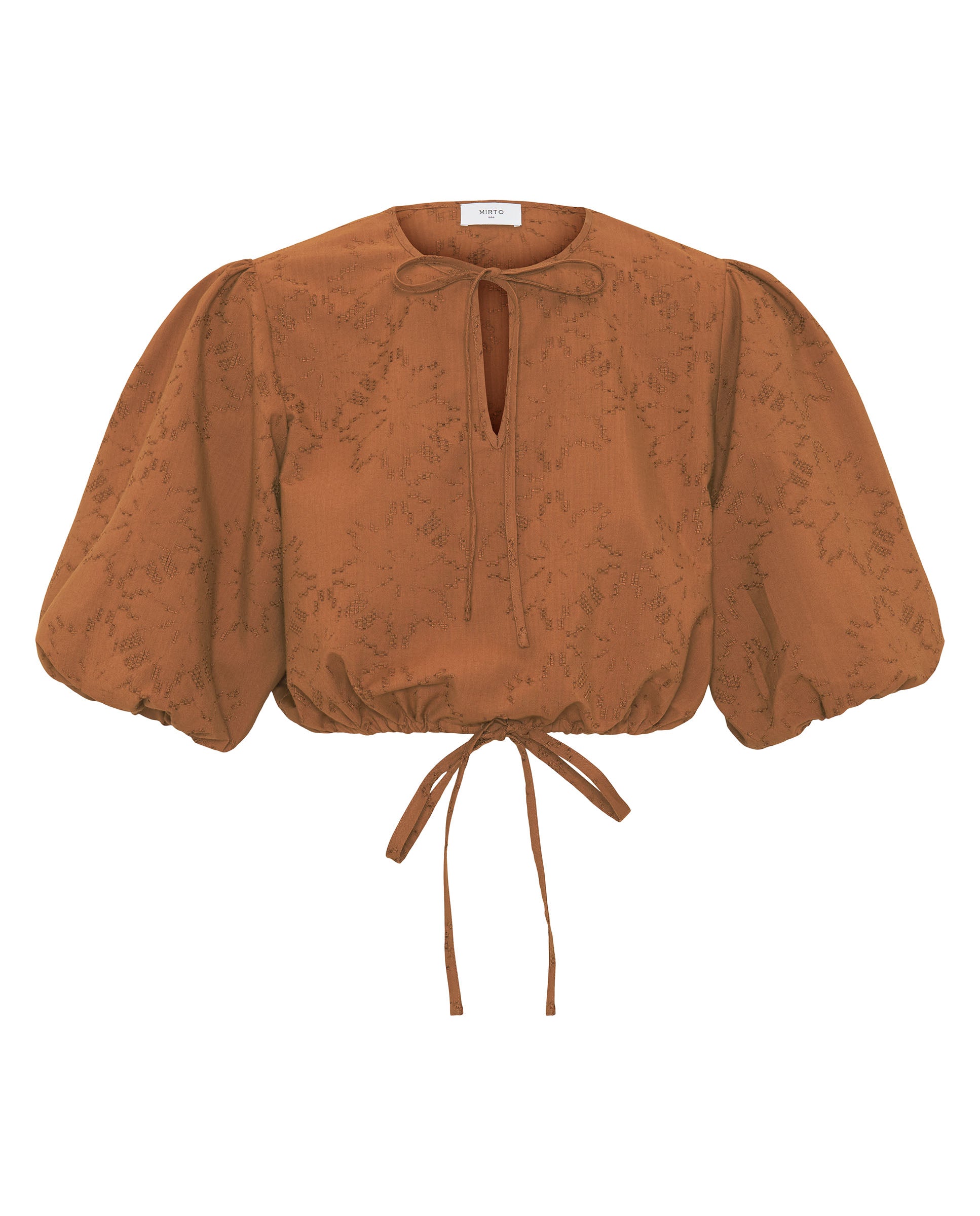 Ginger brown cotton blend jacquard top by MIRTO