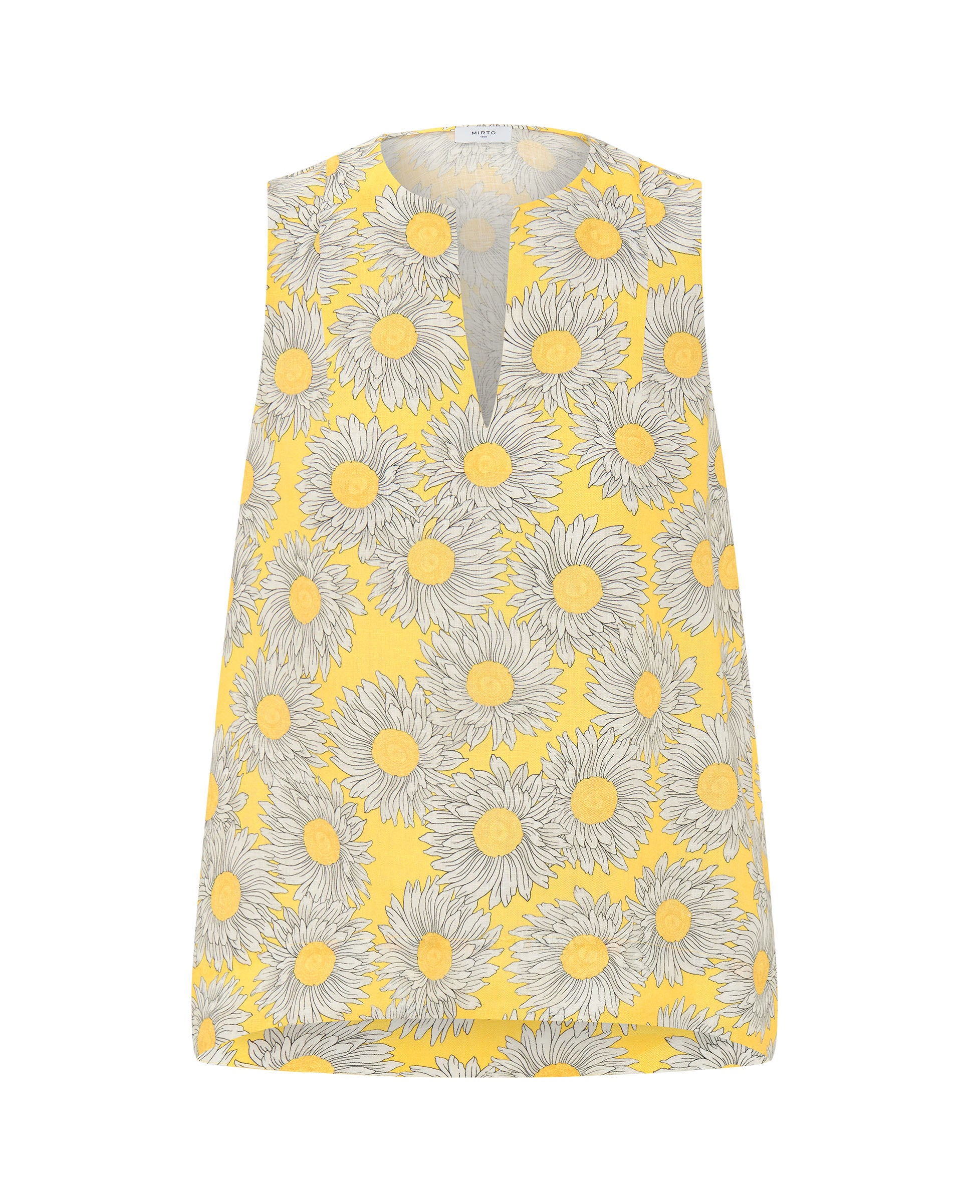 Yellow linen floral print top by MIRTO