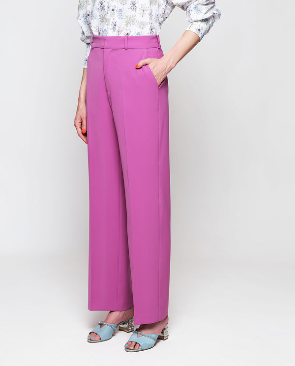 Purple crepe trousers by MIRTO