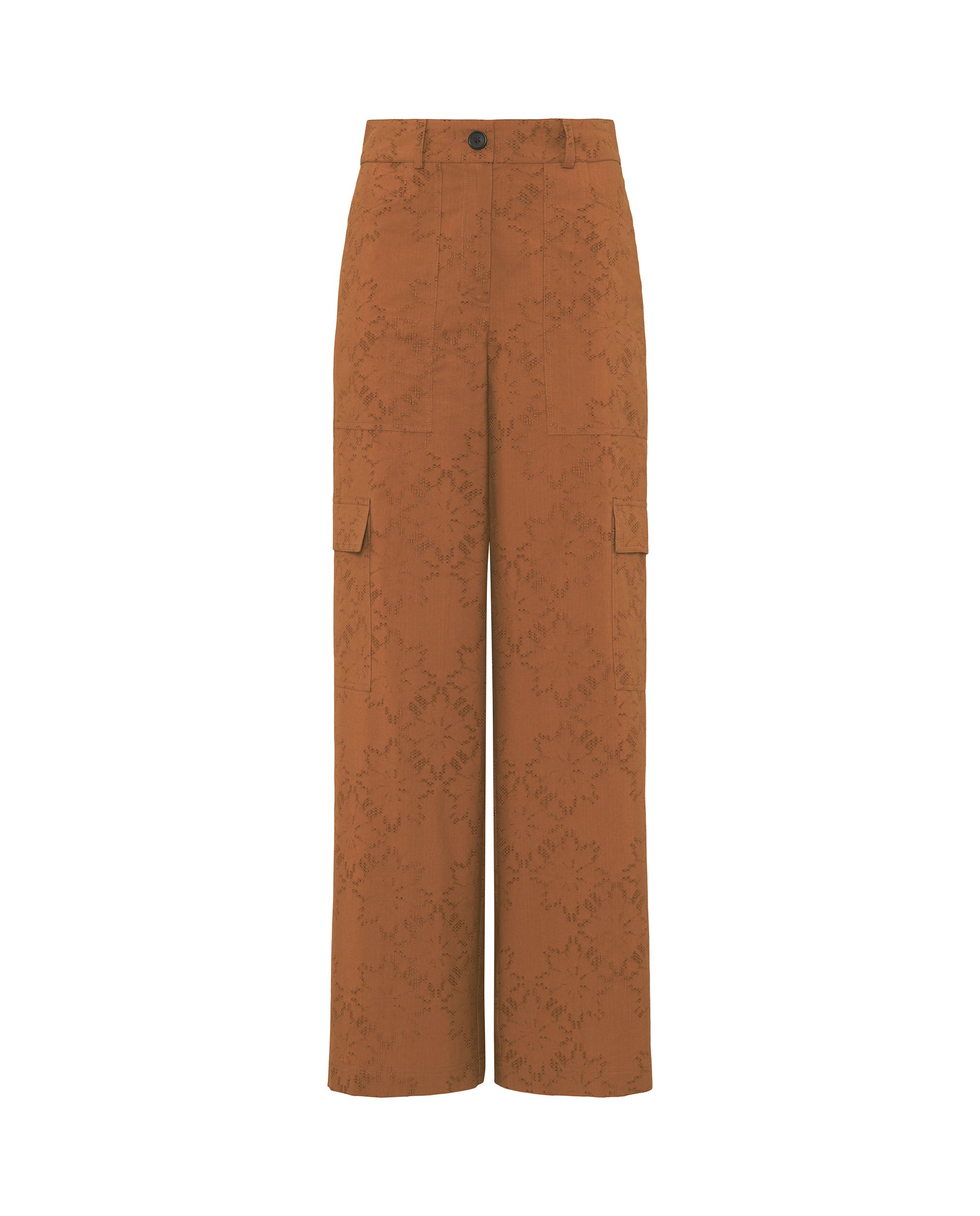 Ginger brown cotton blend cargo trousers by MIRTO