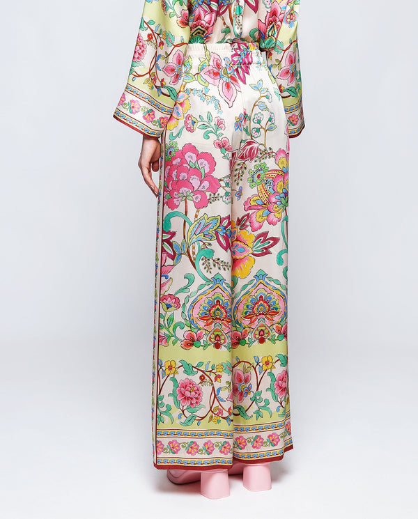 Multicolor fluid floral print trousers by MIRTO