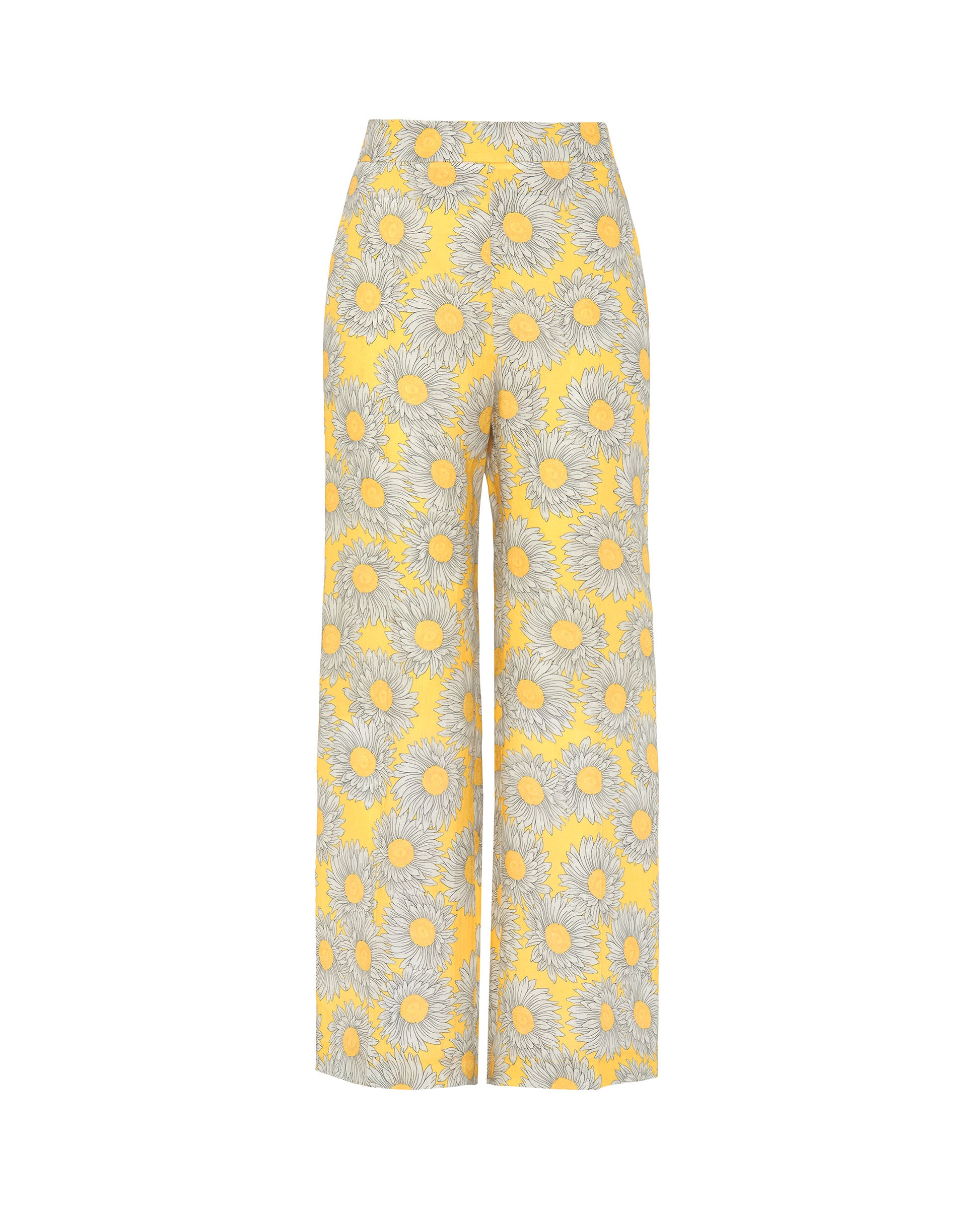 Yellow floral print linen trousers by MIRTO