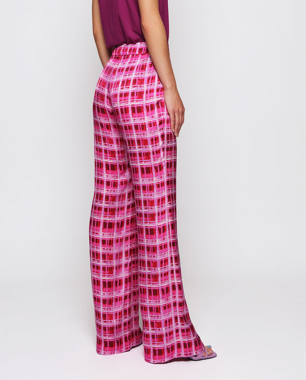 Pink plaid fluid trousers by MIRTO
