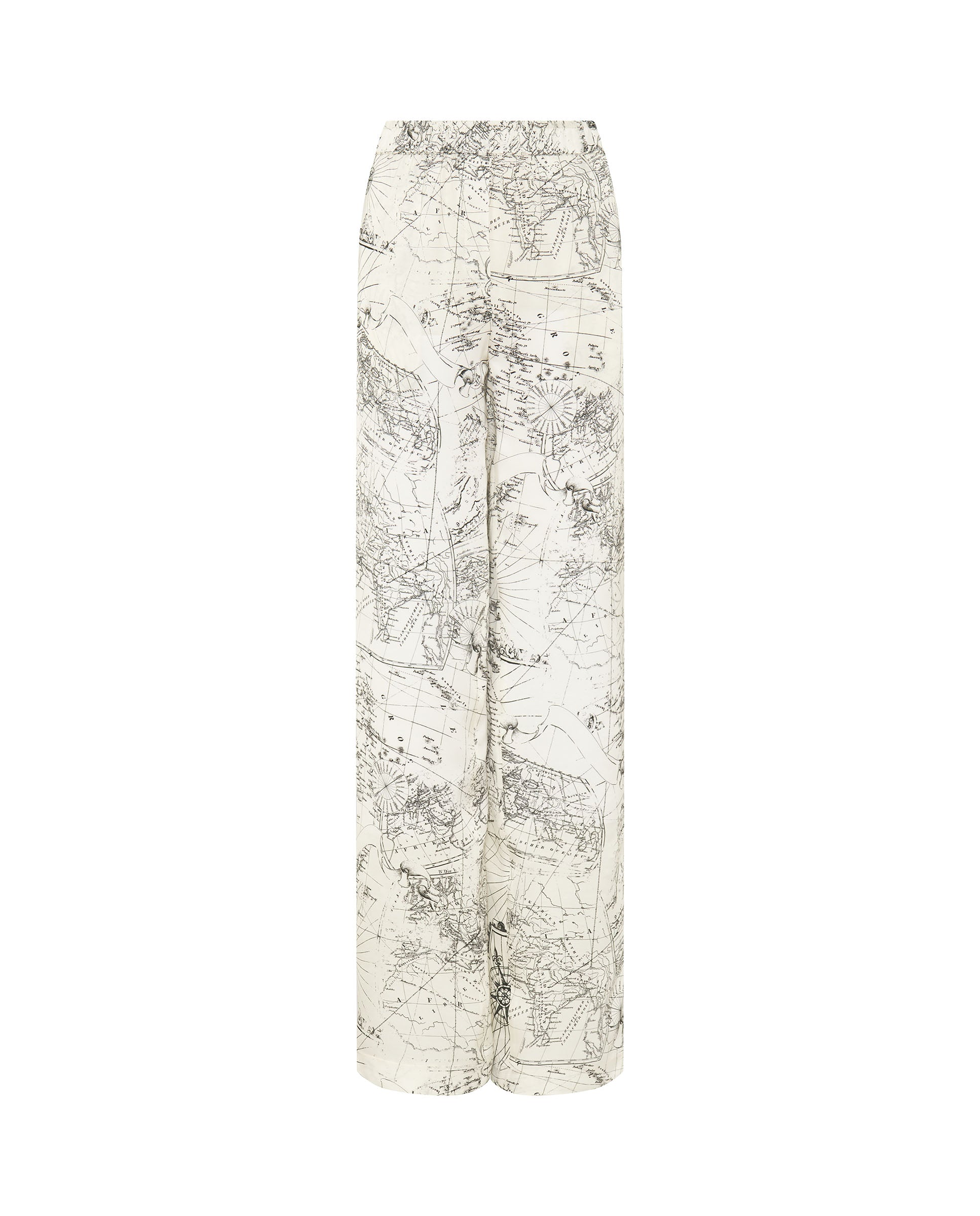 White figurative print fluid trousers by MIRTO