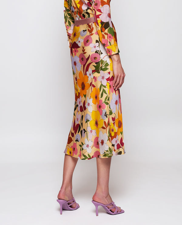 Multicolor floral print midi skirt by MIRTO