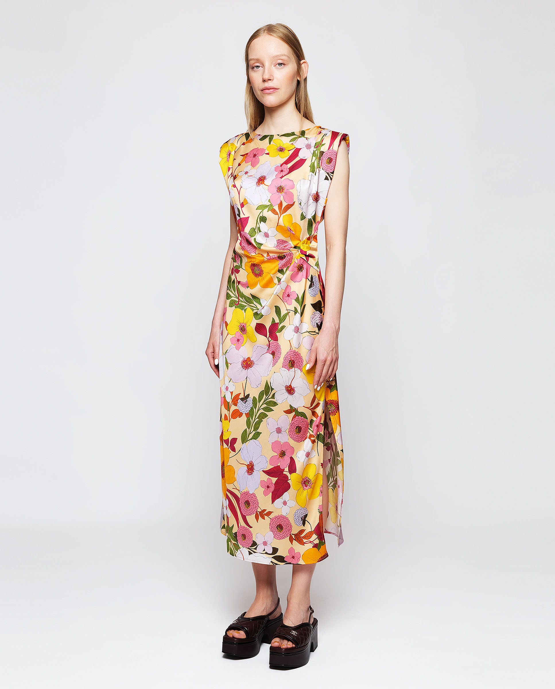 Multicolor floral print fluid dress by MIRTO