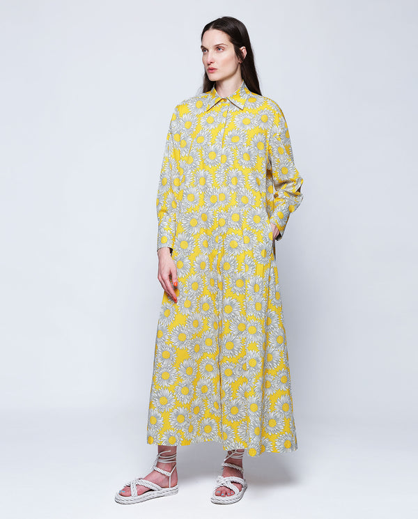 Yellow floral print shirt dress by MIRTO