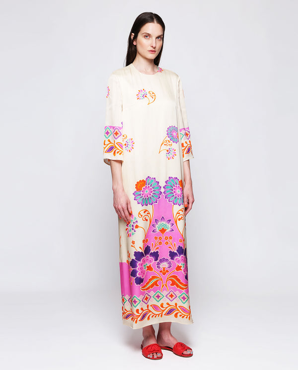 Pink floral print fluid dress by MIRTO