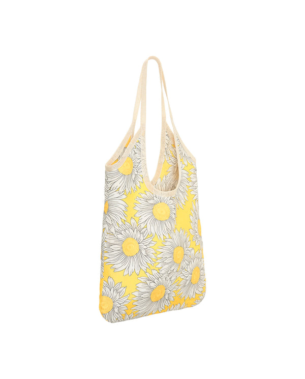 Yellow floral print cotton tote hand bag by MIRTO