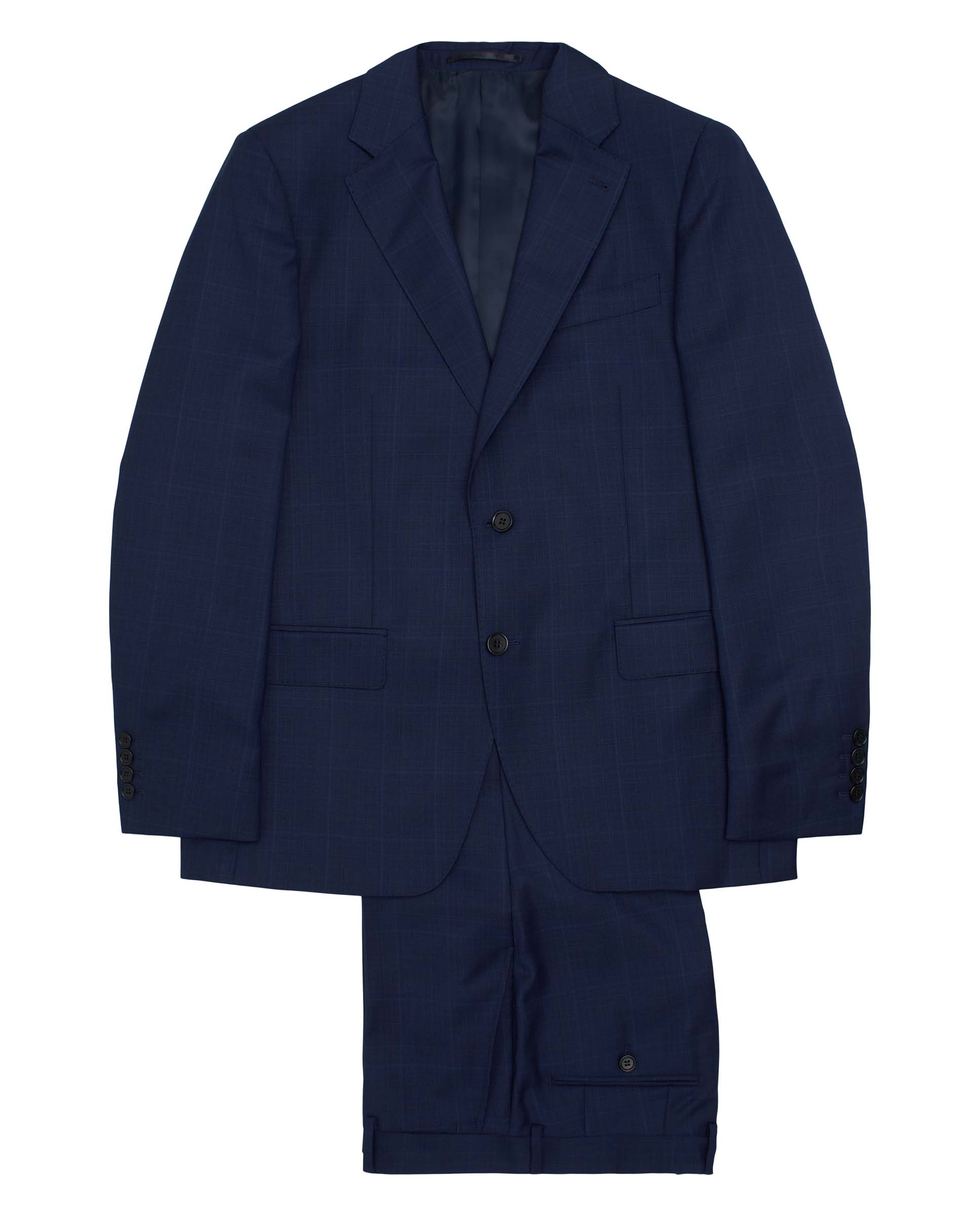 Royal blue wool plaid suit by MIRTO