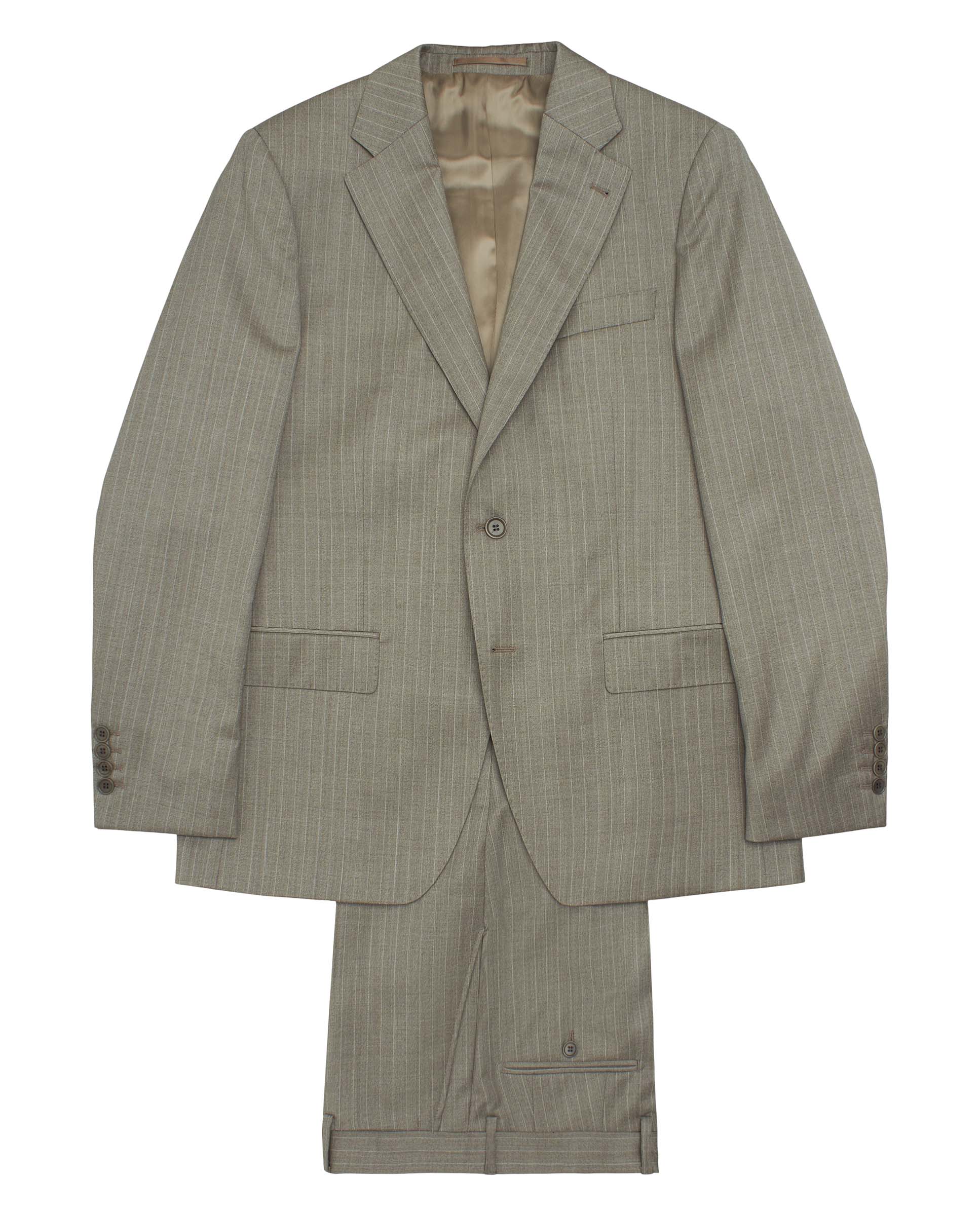 Beige pin stripe wool suit by MIRTO