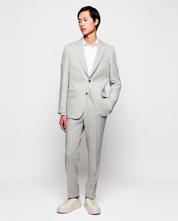 Light gray linen & wool herringbone suit by MIRTO