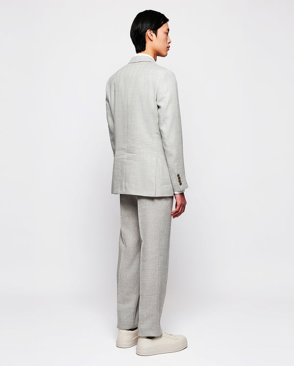 Light gray linen & wool herringbone suit by MIRTO