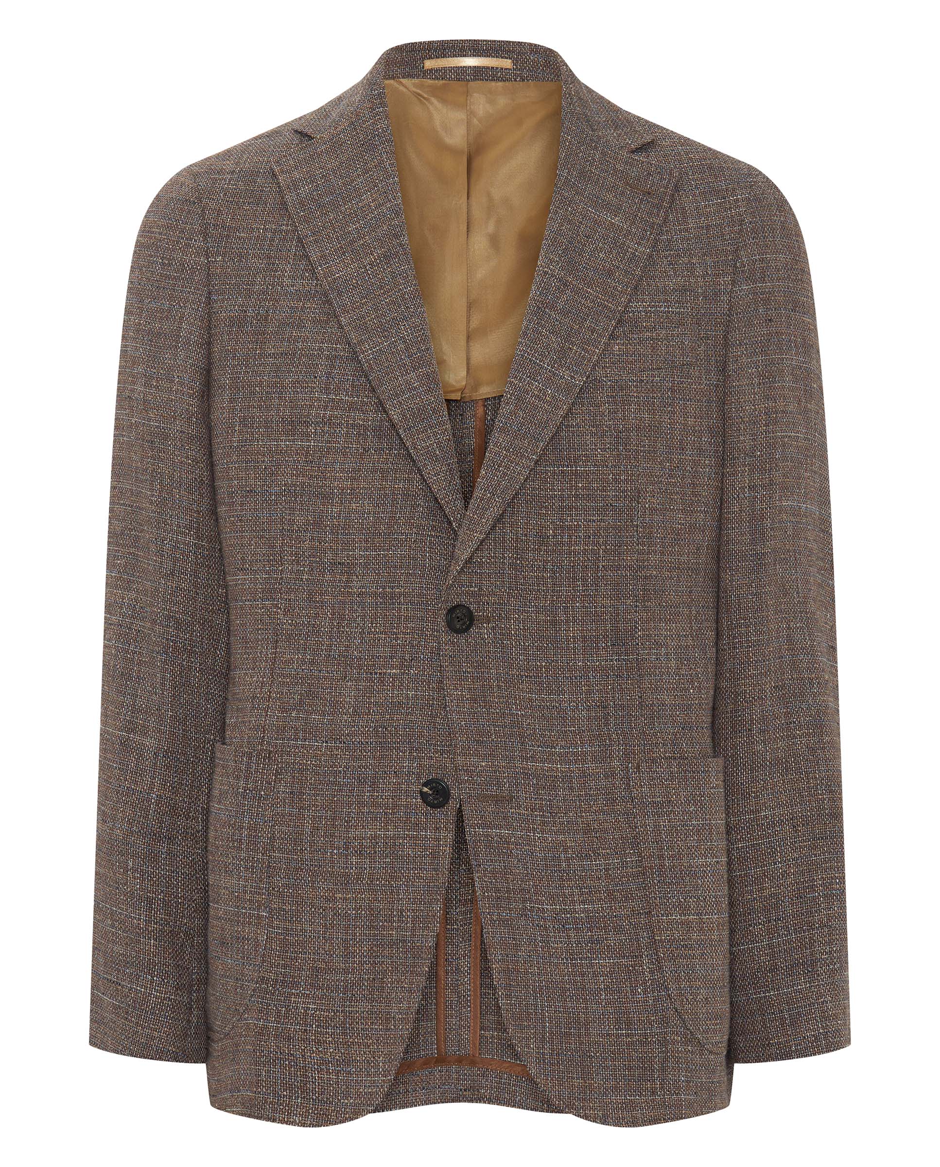 Brown coton & linen stretch blend jacket by MIRTO