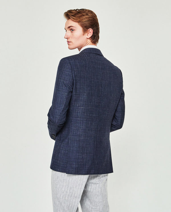Blue & white weave blazer by MIRTO