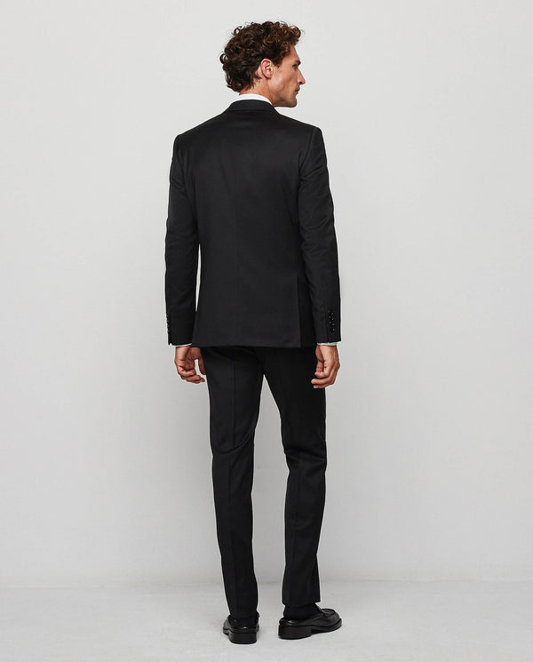 Black super 100's wool "travel suit"