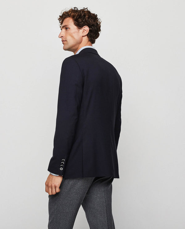 Comfort fit wool navy blue blazer