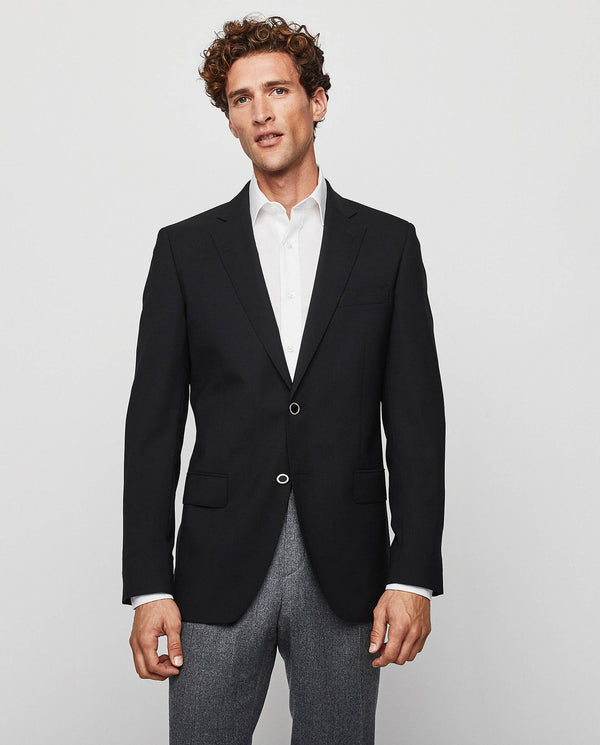 Comfort fit wool black blazer