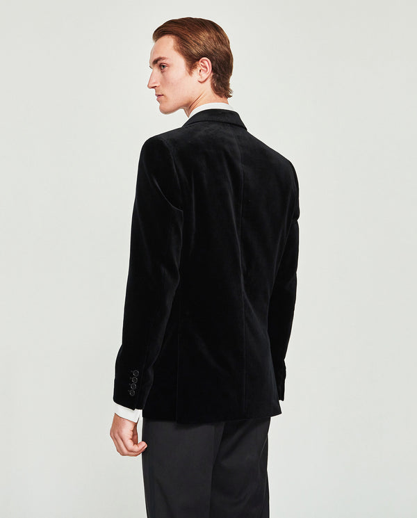 Black velvet blazer regular fit